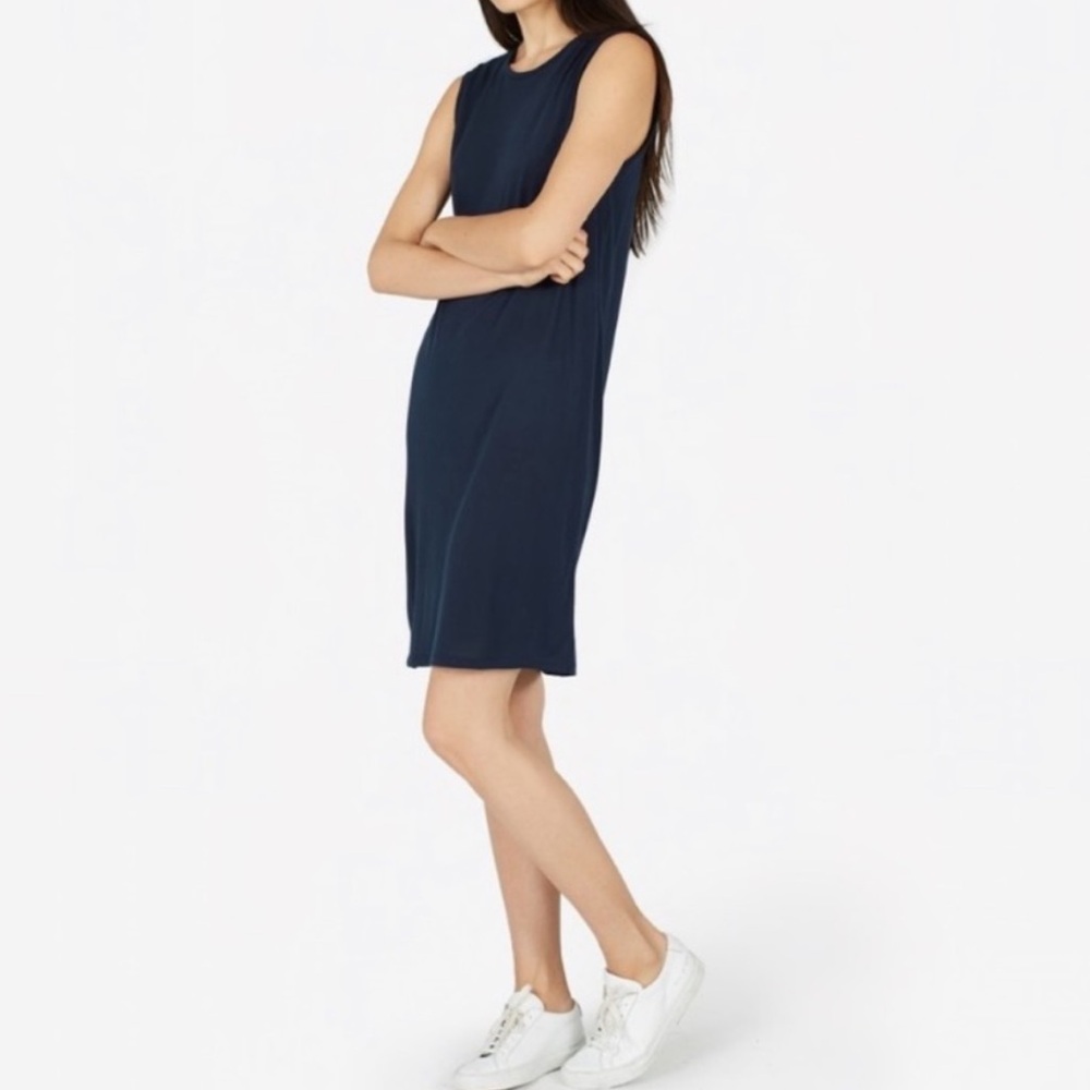 Everlane Luxe Drape Muscle Tank Blue Lyocell Dress Size Small